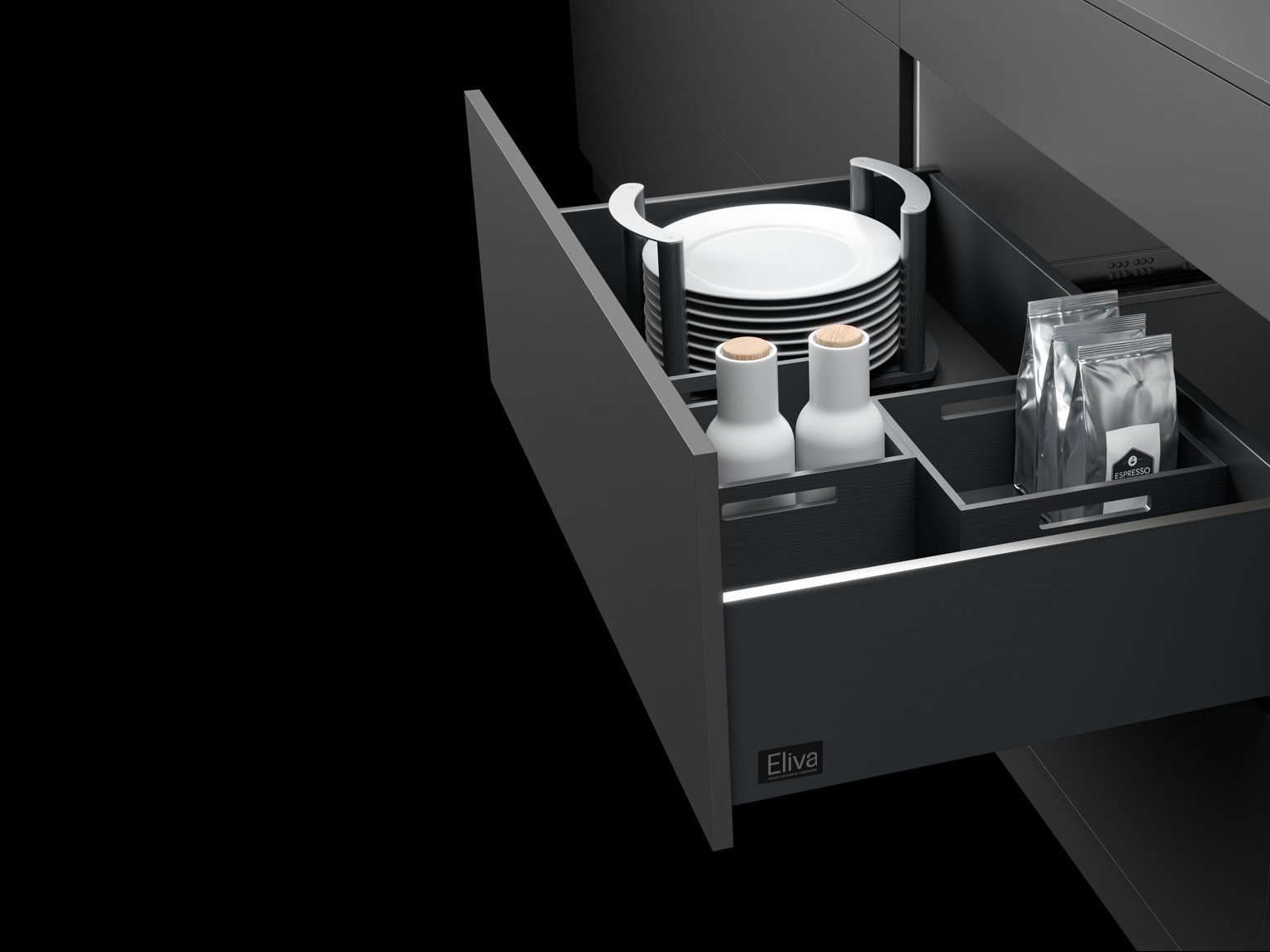 Slim Undermount Drawer System — Eliva Kitchen Hardware